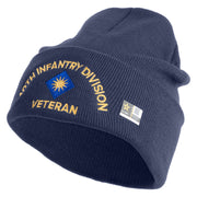 U.S. Army 40th Infantry Division Logo Embroidered 12 Inch Solid Knit Cuff Long Beanie Made in USA - Navy OSFM