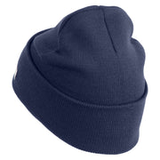 U.S. Army 40th Infantry Division Logo Embroidered 12 Inch Solid Knit Cuff Long Beanie Made in USA - Navy OSFM