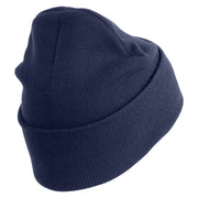 U.S. Army 40th Infantry Division Logo Embroidered 12 Inch Solid Knit Cuff Long Beanie Made in USA - Navy OSFM