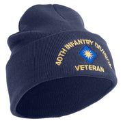 U.S. Army 40th Infantry Division Logo Embroidered 12 Inch Solid Knit Cuff Long Beanie Made in USA - Navy OSFM