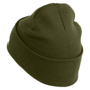 U.S. Army 40th Infantry Division Logo Embroidered 12 Inch Solid Knit Cuff Long Beanie Made in USA - Olive OSFM