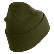 U.S. Army 40th Infantry Division Logo Embroidered 12 Inch Solid Knit Cuff Long Beanie Made in USA - Olive OSFM