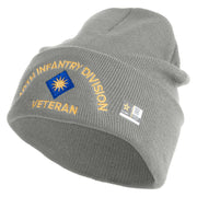 U.S. Army 40th Infantry Division Logo Embroidered 12 Inch Solid Knit Cuff Long Beanie Made in USA - Dk-Ash OSFM