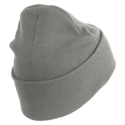 U.S. Army 40th Infantry Division Logo Embroidered 12 Inch Solid Knit Cuff Long Beanie Made in USA - Dk-Ash OSFM