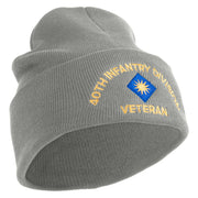 U.S. Army 40th Infantry Division Logo Embroidered 12 Inch Solid Knit Cuff Long Beanie Made in USA - Dk-Ash OSFM