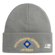 U.S. Army 40th Infantry Division Logo Embroidered 12 Inch Solid Knit Cuff Long Beanie Made in USA - Dk-Ash OSFM
