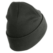 U.S. Army 41st Infantry Brigade Combat Team Logo Embroidered 12 Inch Solid Knit Cuff Long Beanie Made in USA - Charcoal OSFM