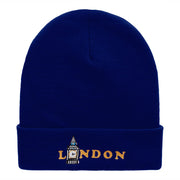 London Big Ben Embroidered 12 Inch Long Knitted Beanie