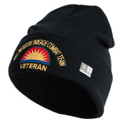 U.S. Army 41st Infantry Brigade Combat Team Logo Embroidered 12 Inch Solid Knit Cuff Long Beanie Made in USA - Black OSFM