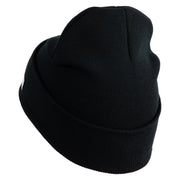 U.S. Army 41st Infantry Brigade Combat Team Logo Embroidered 12 Inch Solid Knit Cuff Long Beanie Made in USA - Black OSFM