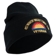 U.S. Army 41st Infantry Brigade Combat Team Logo Embroidered 12 Inch Solid Knit Cuff Long Beanie Made in USA - Black OSFM