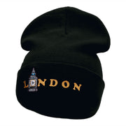 London Big Ben Embroidered 12 Inch Long Knitted Beanie