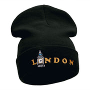 London Big Ben Embroidered 12 Inch Long Knitted Beanie