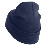 U.S. Army 41st Infantry Brigade Combat Team Logo Embroidered 12 Inch Solid Knit Cuff Long Beanie Made in USA - Navy OSFM