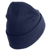 U.S. Army 41st Infantry Brigade Combat Team Logo Embroidered 12 Inch Solid Knit Cuff Long Beanie Made in USA - Navy OSFM