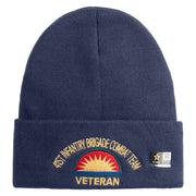 U.S. Army 41st Infantry Brigade Combat Team Logo Embroidered 12 Inch Solid Knit Cuff Long Beanie Made in USA - Navy OSFM