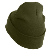 U.S. Army 41st Infantry Brigade Combat Team Logo Embroidered 12 Inch Solid Knit Cuff Long Beanie Made in USA - Olive OSFM