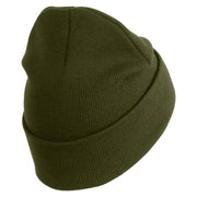 U.S. Army 41st Infantry Brigade Combat Team Logo Embroidered 12 Inch Solid Knit Cuff Long Beanie Made in USA - Olive OSFM
