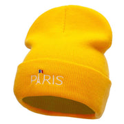 Eiffle Tower Paris Embroidered 12 Inch Long Knitted Beanie