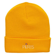 Eiffle Tower Paris Embroidered 12 Inch Long Knitted Beanie