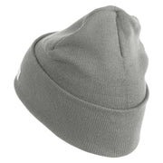 U.S. Army 42nd Infantry Division Logo Embroidered 12 Inch Solid Knit Cuff Long Beanie Made in USA - Dk-Ash OSFM