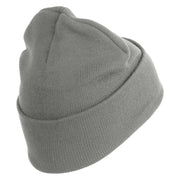 U.S. Army 42nd Infantry Division Logo Embroidered 12 Inch Solid Knit Cuff Long Beanie Made in USA - Dk-Ash OSFM