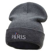 Eiffle Tower Paris Embroidered 12 Inch Long Knitted Beanie