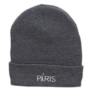 Eiffle Tower Paris Embroidered 12 Inch Long Knitted Beanie