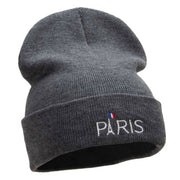 Eiffle Tower Paris Embroidered 12 Inch Long Knitted Beanie