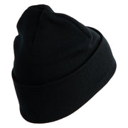 U.S. Army 42nd Infantry Division Logo Embroidered 12 Inch Solid Knit Cuff Long Beanie Made in USA - Black OSFM