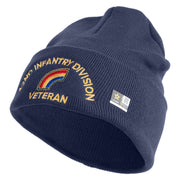 U.S. Army 42nd Infantry Division Logo Embroidered 12 Inch Solid Knit Cuff Long Beanie Made in USA - Navy OSFM