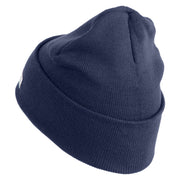 U.S. Army 42nd Infantry Division Logo Embroidered 12 Inch Solid Knit Cuff Long Beanie Made in USA - Navy OSFM