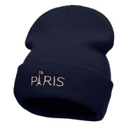 Eiffle Tower Paris Embroidered 12 Inch Long Knitted Beanie