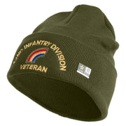 U.S. Army 42nd Infantry Division Logo Embroidered 12 Inch Solid Knit Cuff Long Beanie Made in USA - Olive OSFM