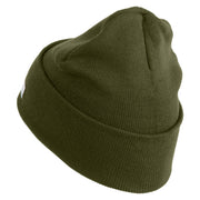 U.S. Army 42nd Infantry Division Logo Embroidered 12 Inch Solid Knit Cuff Long Beanie Made in USA - Olive OSFM