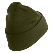 U.S. Army 42nd Infantry Division Logo Embroidered 12 Inch Solid Knit Cuff Long Beanie Made in USA - Olive OSFM