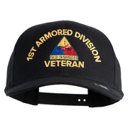 U.S. Army 1st Armored Division Embroidered Retro Cotton Blend Snapback Cap - Black OSFM