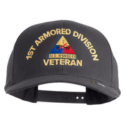 U.S. Army 1st Armored Division Embroidered Retro Cotton Blend Snapback Cap - Charcoal OSFM