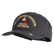 U.S. Army 1st Armored Division Embroidered Retro Cotton Blend Snapback Cap - Charcoal OSFM