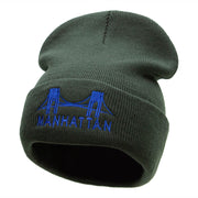 Manhattan Bridge Embroidered 12 Inch Knitted Long Beanie