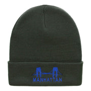 Manhattan Bridge Embroidered 12 Inch Knitted Long Beanie