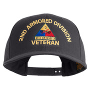 U.S. Army 2nd Armored Division Embroidered Retro Cotton Blend Snapback Cap - Charcoal OSFM