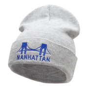 Manhattan Bridge Embroidered 12 Inch Knitted Long Beanie