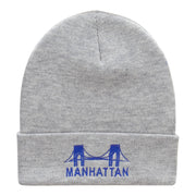 Manhattan Bridge Embroidered 12 Inch Knitted Long Beanie