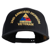 U.S. Army 2nd Armored Division Embroidered Retro Cotton Blend Snapback Cap - Black OSFM