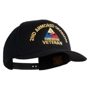 U.S. Army 2nd Armored Division Embroidered Retro Cotton Blend Snapback Cap - Black OSFM