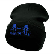 Manhattan Bridge Embroidered 12 Inch Knitted Long Beanie