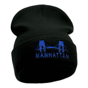 Manhattan Bridge Embroidered 12 Inch Knitted Long Beanie