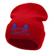 Manhattan Bridge Embroidered 12 Inch Knitted Long Beanie