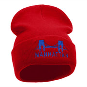 Manhattan Bridge Embroidered 12 Inch Knitted Long Beanie